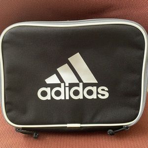 Adidas rectangle lunchbox, black and white hundred percent polyester